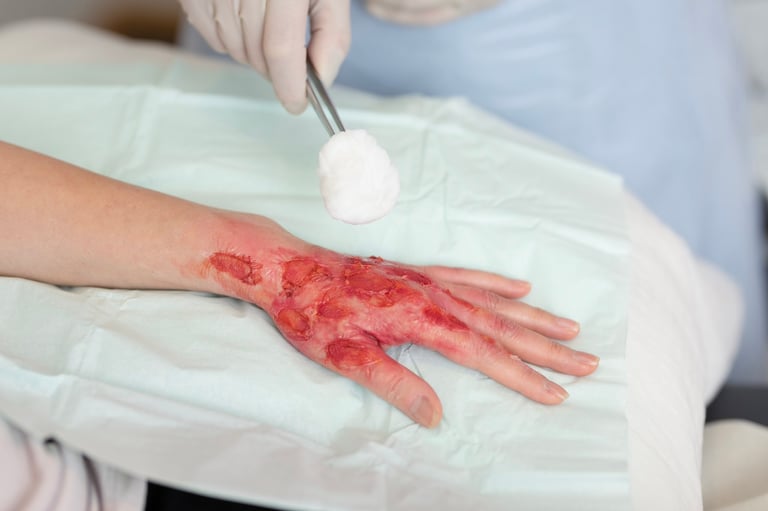 A photo of burn wounds. 